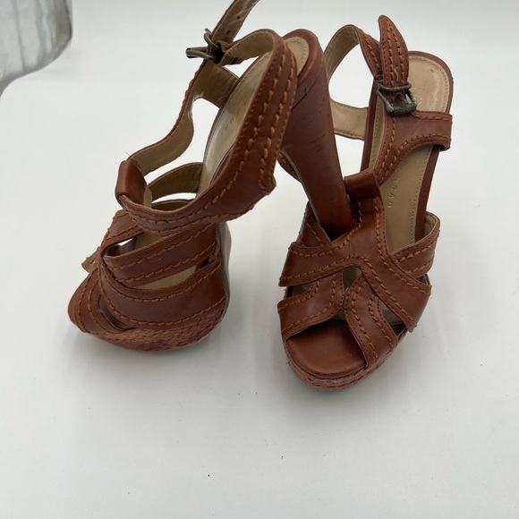 LC Lauren Conrad Brown Strappy Open-Toe Heeled Sandals –see measurement - Picture 2 of 9